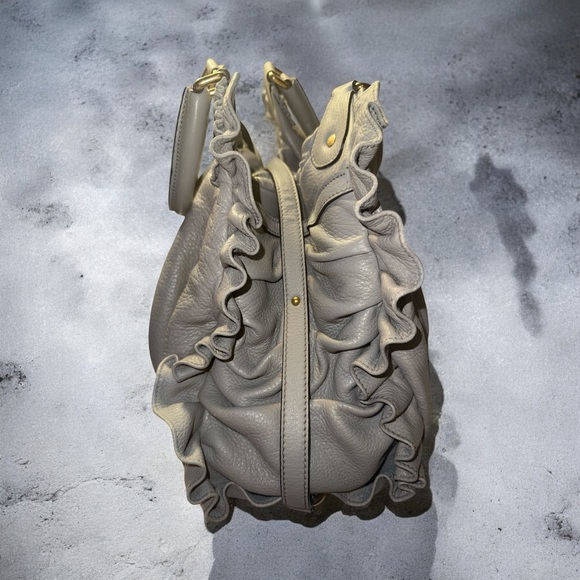 Vintage Dolce Gabbana Large Miss Rouche Grey leather shoulder bag EUC - Picture 7 of 10